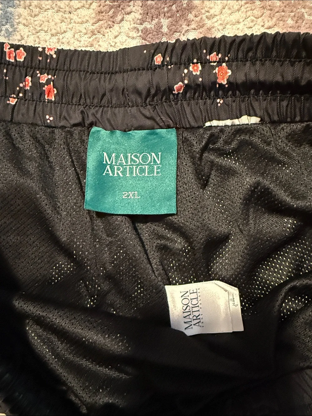 Men's Black Crane-Print Shorts